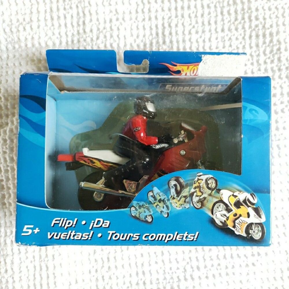 Vintage Hot Wheels Superstunt Motorcycle Stunt Rider Red White Sealed New Box